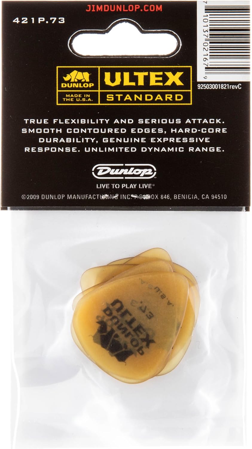 Dunlop 421R73 .73mm Ultex Guitar Picks, 72-Pack