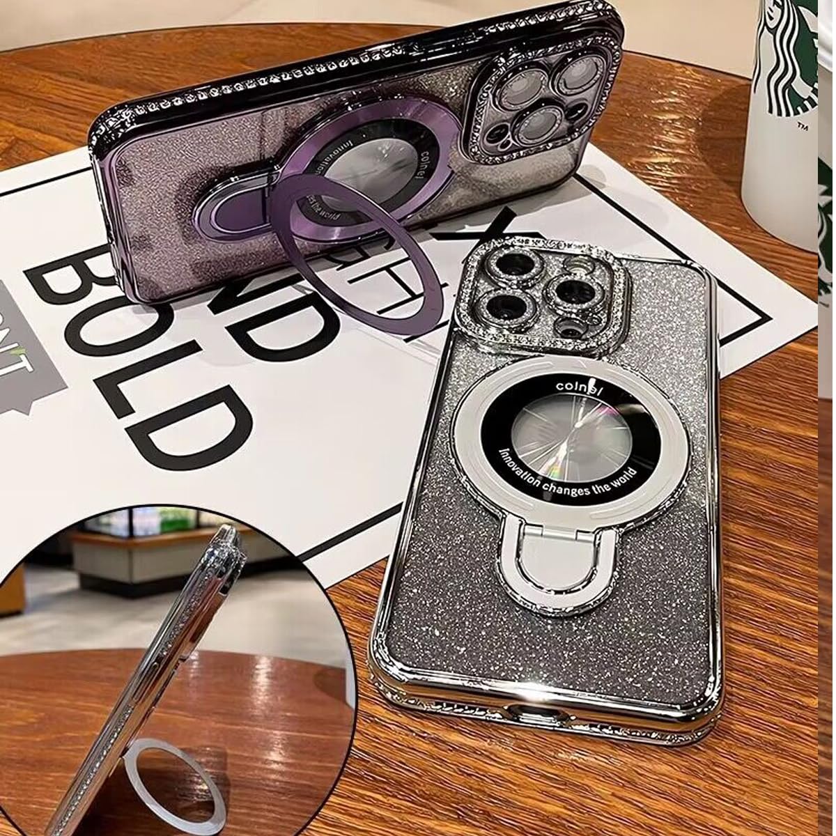 Amazon.com: Changjia Magnetic Stand Glitter Case for iPhone 16 Pro