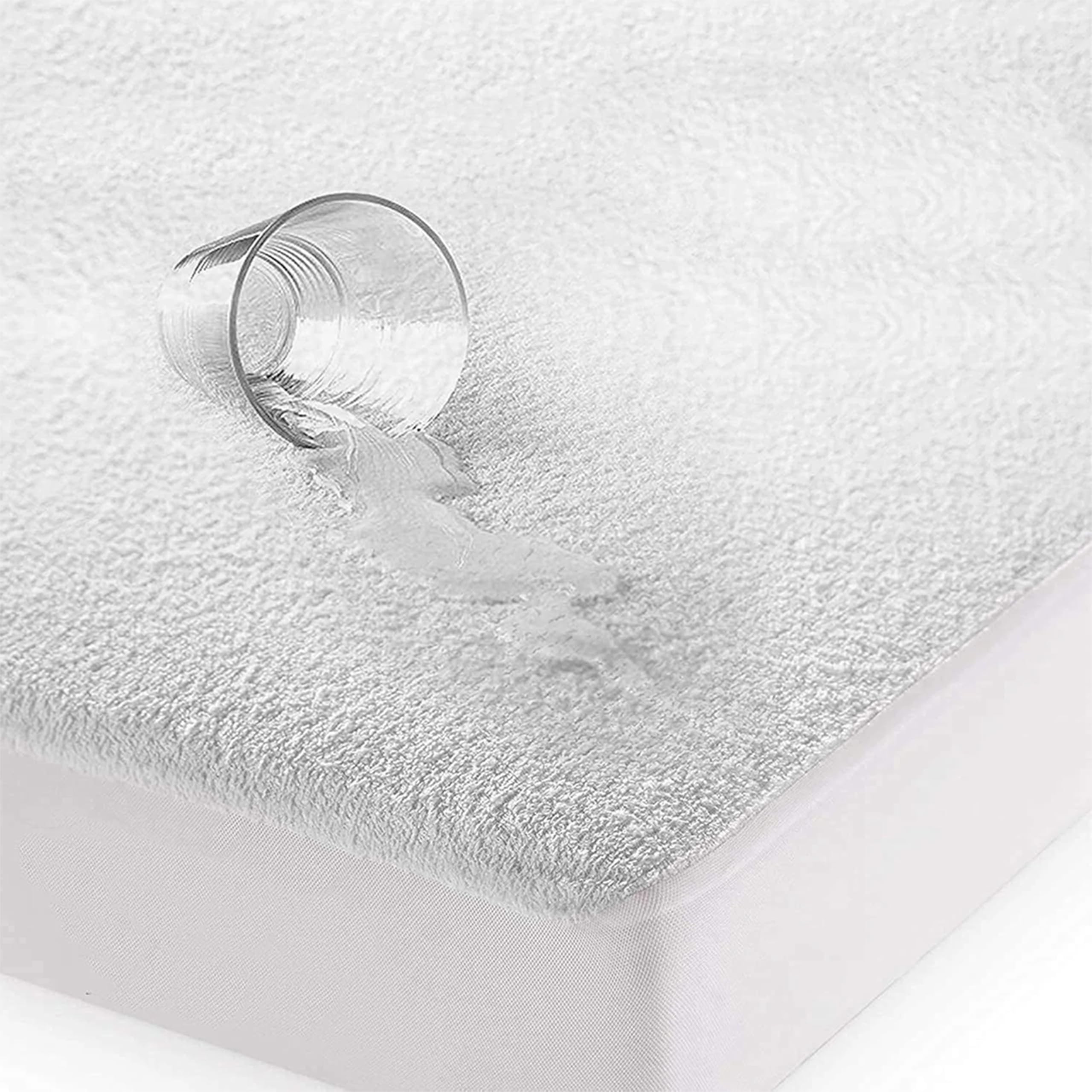 Egypto Terry Towel King Size Mattress Protector Waterproof – 150x200cm with 30cm Deep Skirt, Hypoallergenic, Breathable & Soft Waterproof Bed Protector - Protects Against Spills, Stains & Bed Bugs