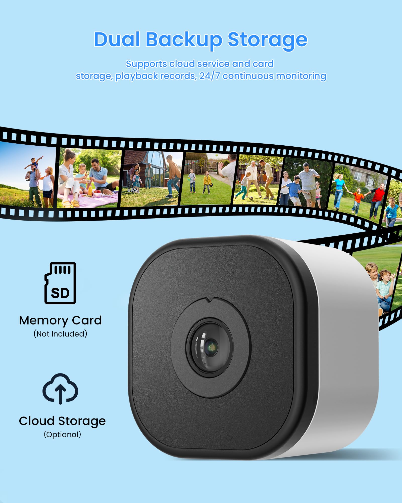 Telecamera da Finestra 2K 3MP, Non Richiede Forature | Telecamera Interno Wi-Fi 2.4/5GHz, Anti-Riflesso, Visione Notturna a Colori,Rilevamento di Persone/Veicoli,Registrazione 24/7