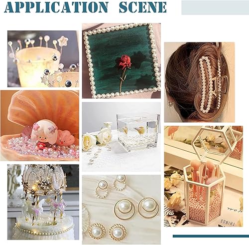 Miniatura 3 de PH PandaHall 2200 perlas sin agujeros, cuentas de perlas blancas sin perforar, perlas de imitación para ropa, perlas acrílicas para manualidades,