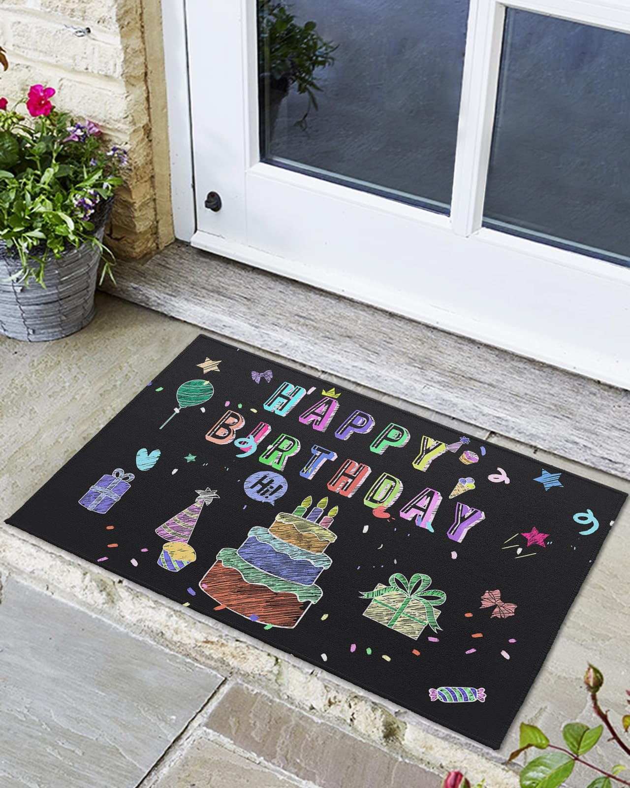 Amazon.com: Indoor Outdoor Mats, Happy Birthday Cake Balloons and