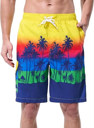 UIQUR Mens Swim Trunks Board Shorts Swim Shorts Quick Dry 9 Inch Beach Swimwear