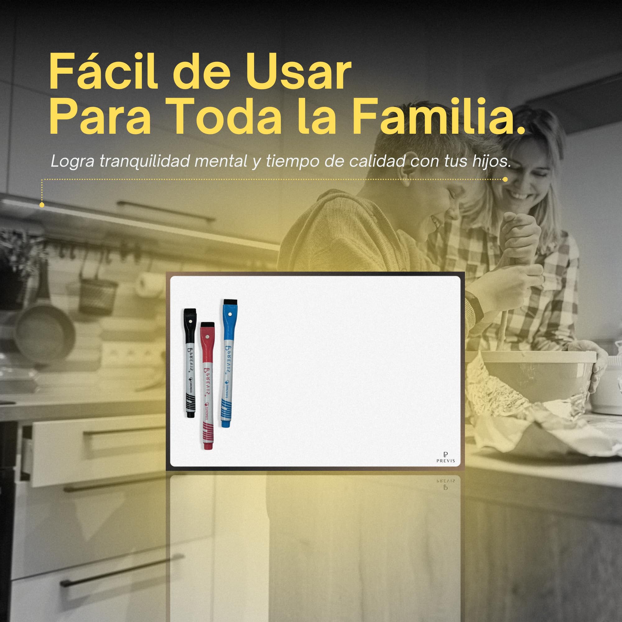 PREVIS Pizarra Adhesiva Pared Blanca Magnetica A4 30x21cm + 3 Rotulador Borrable - Papel Pizarra Adhesivo Pared - Rollo Vinilo Hogar y Oficina - No Daña Pared Fácil de Trasladar