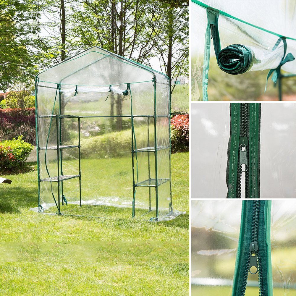 Yuattory Housse De Rechange Serre 100x50x150 Cm - Couverture PVC Imperméable Anti-UV