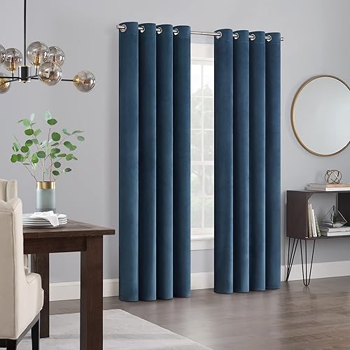 Miniatura 8 de Eclipse Aurelia - Cortinas de terciopelo para oscurecer la habitación con ojales y reducción de ruido (2 paneles), 52 x 54 pulgadas, color negro