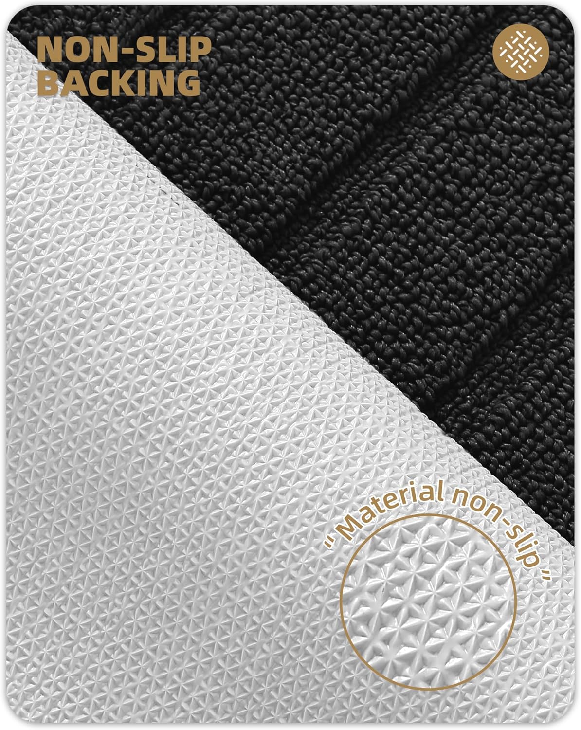 Color&Geometry Striped Designed Absorbent Washable Polypropylene Kitchen Floor Mat, Black 17"x59", Non Slip TPE Backed, Low-Profile Sink Runner Rugs, Easy Clean Long Kitchen Carpet (Roll Packed)