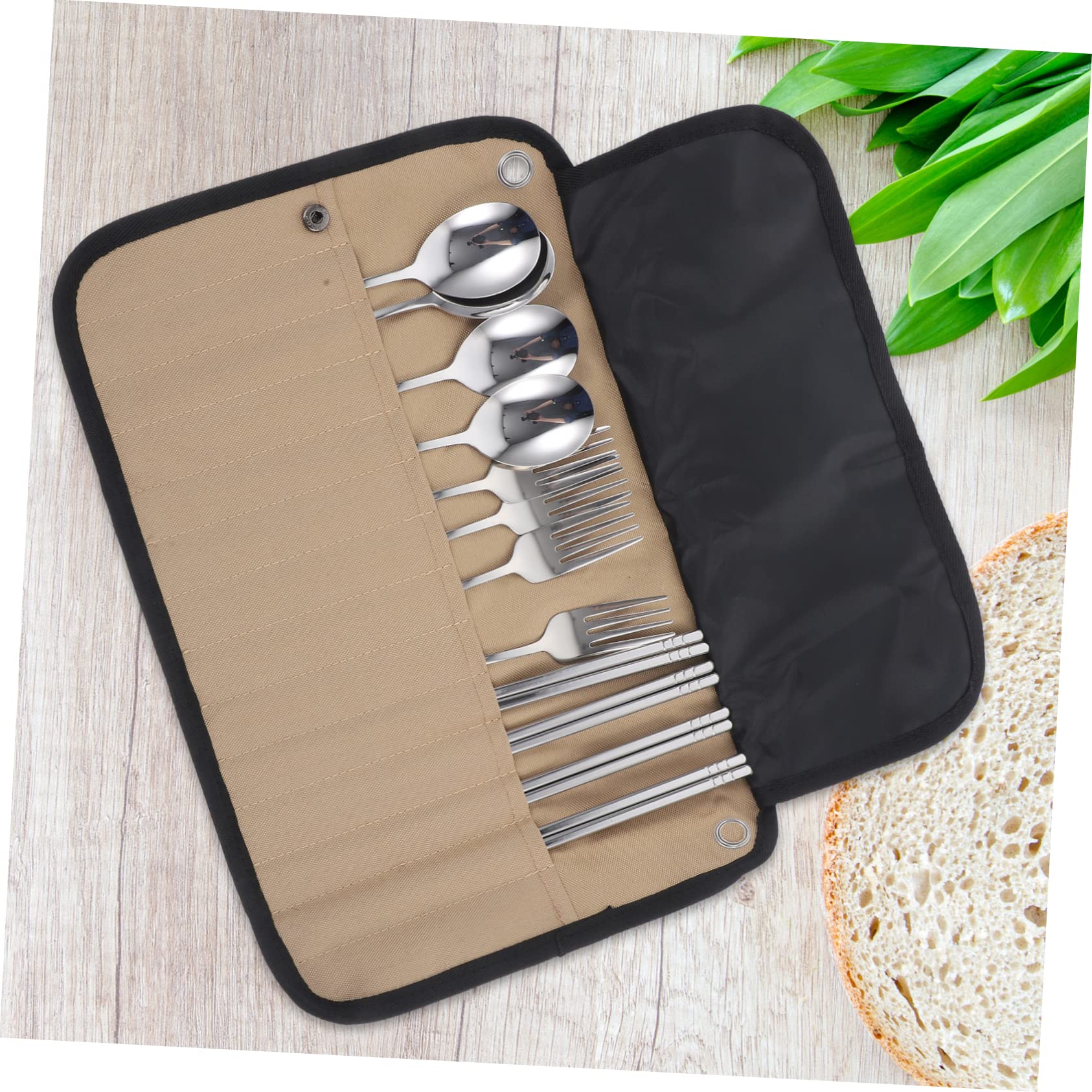 HEMOTON Posate Da Campeggio Utensili Da Tavola Custodia Kit Posate Campeggio Portatile Per Barbecue Picnic Escursionismo Organizzatore Per Stoviglie