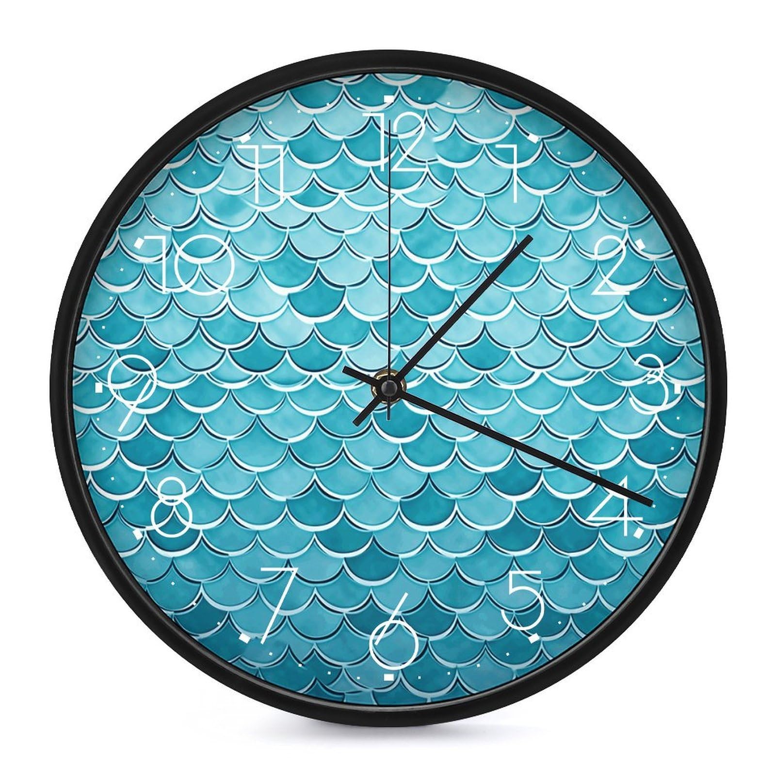 Horloge murale Blue Waves Squama silencieuse à piles pour le salon