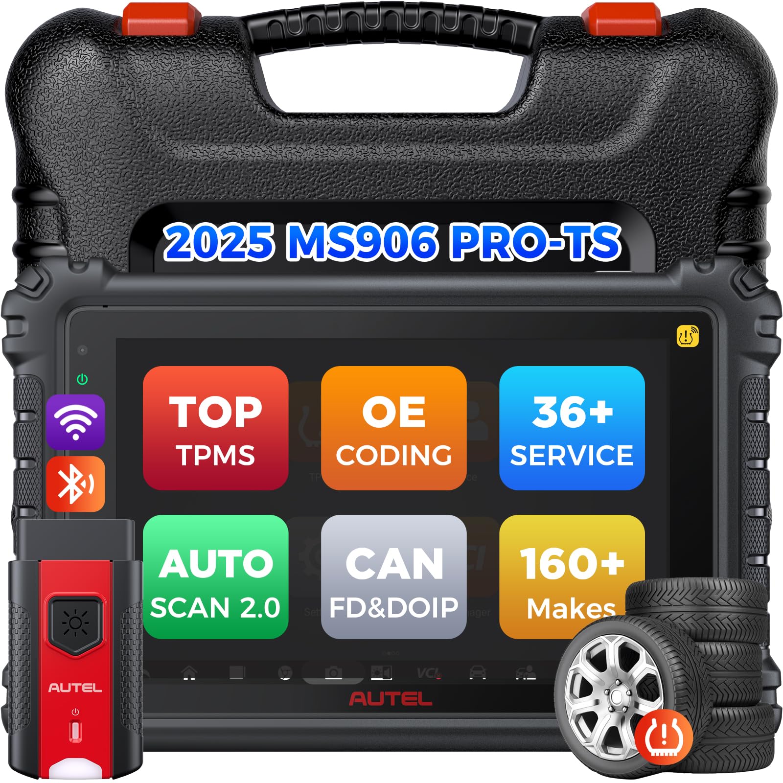 Autel MaxiSYS MS906 PRO-TS Scanner: 2025 MS906Pro-TS Up of MP900TS MS906 PRO MP900BT MS906MAX, Full TPMS & ECU Coding, Bidirectional Scan Tool, 3000+ Test, 36+ Service, CAN FD&DoIP, Auto Scan 2.0