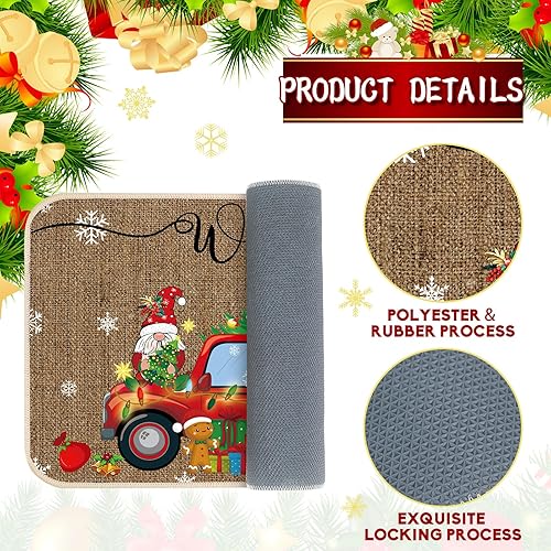 Miniatura 4 de Tapete de bienvenida de Navidad de 17.72 x 27.56 pulgadas, tapete de goma para puerta de entrada, invierno, alfombra de cocina occidental para