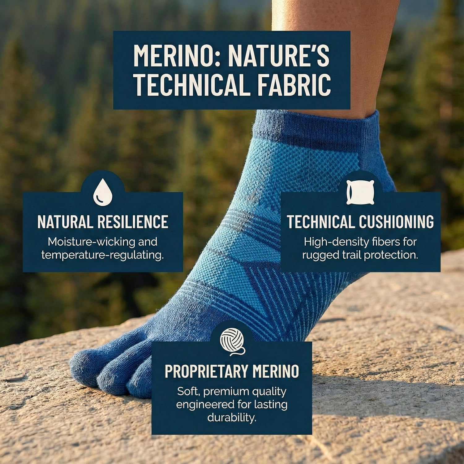 COLORADO SOCK CO – Midweight Merino Toe Socks for Men & Women – Durable, Blister Prevention, Hiking & Running Socks – 2 Pair - Image 3