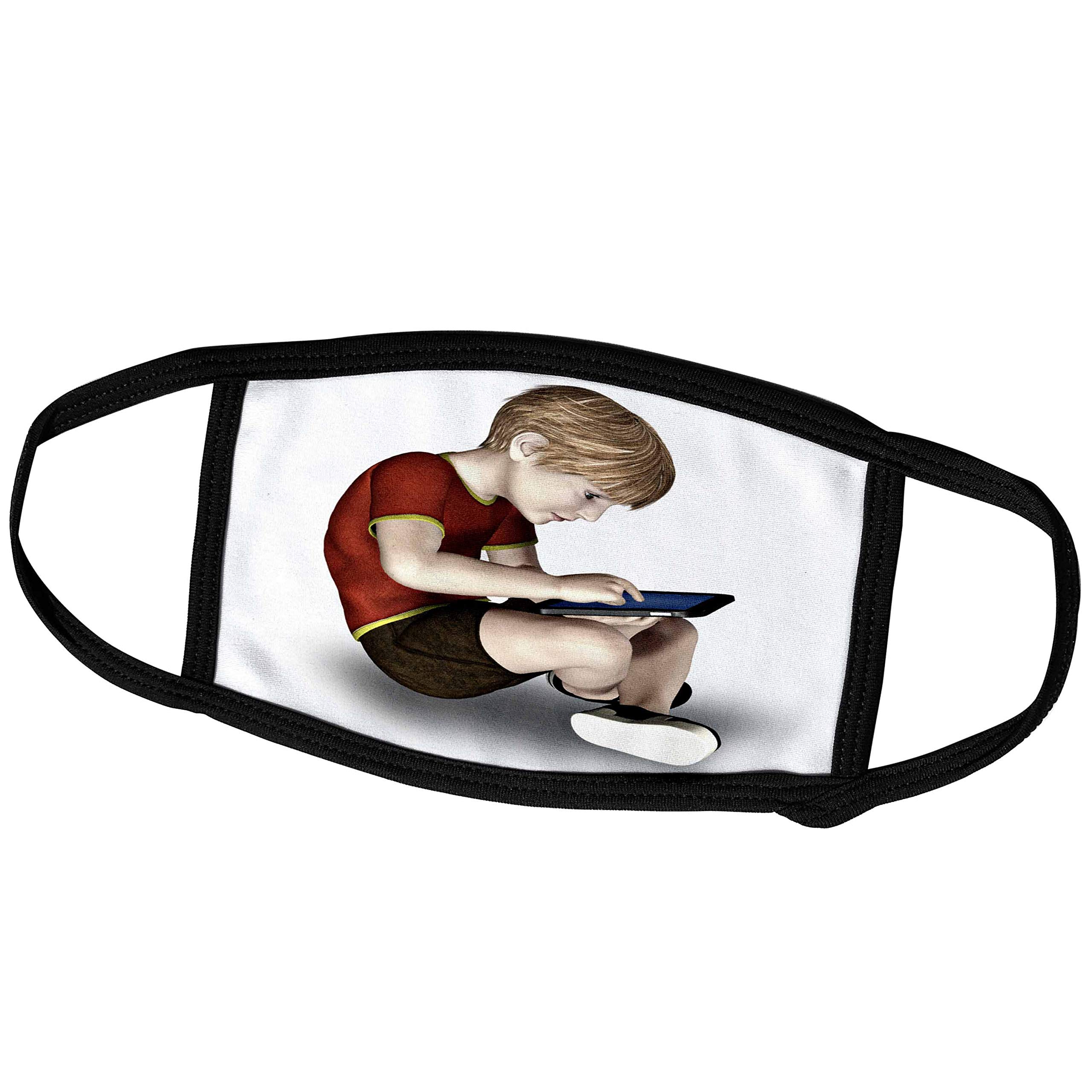 3dRose Face Mask Medium, Boy Using a Tablet, Medium