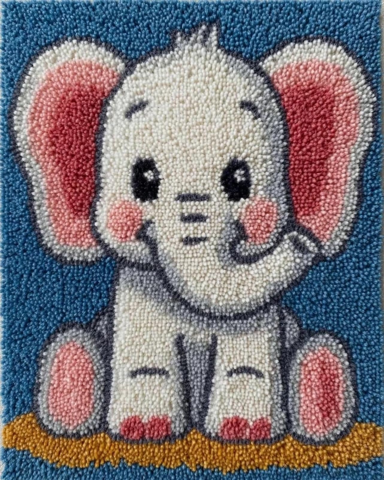 Wallphantom Latch Hook Rug Kit for Adults,Cute Cartoon Elephant