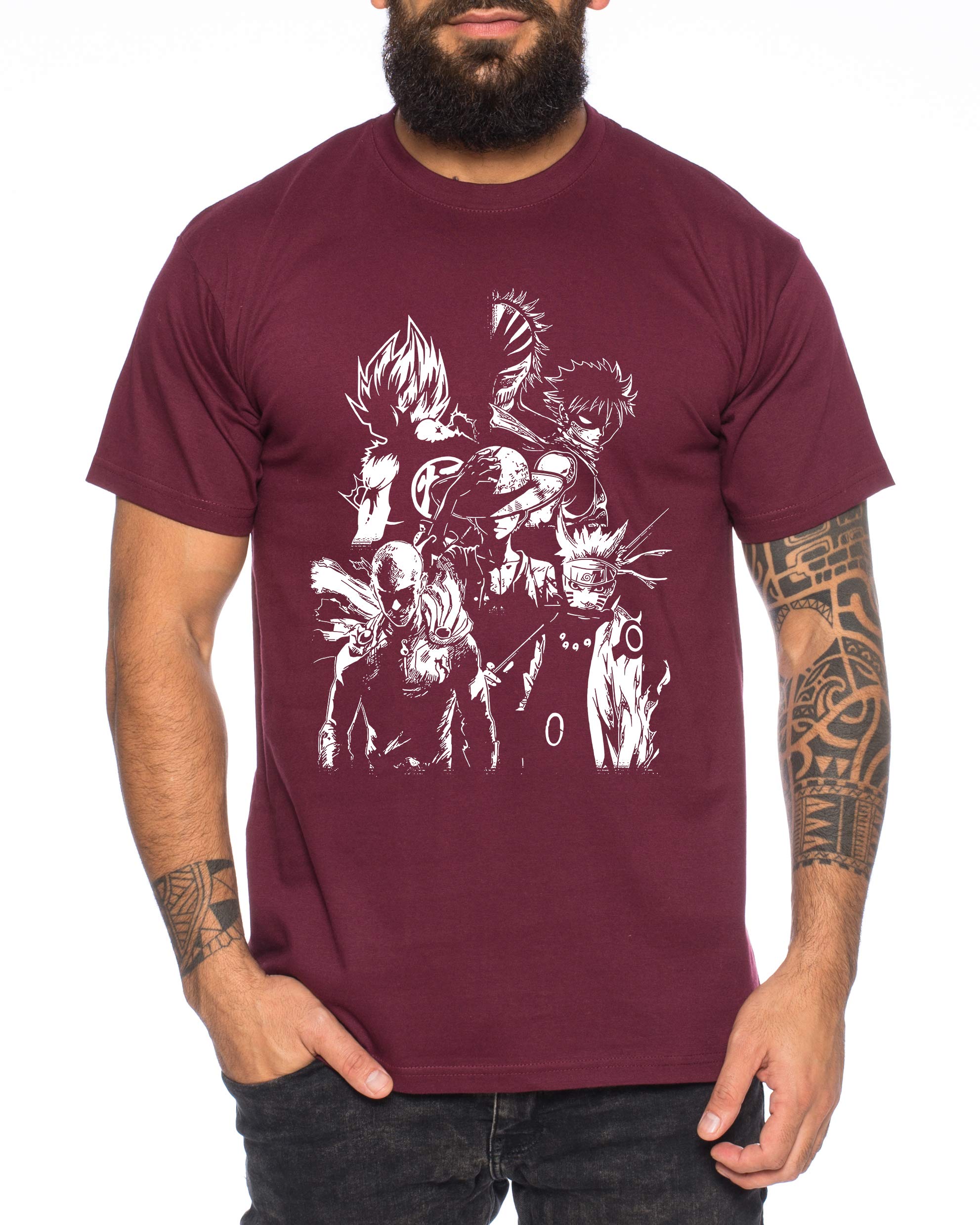 Tee Kiki Heroes One Manga Maglietta da Uomo Anime Piece