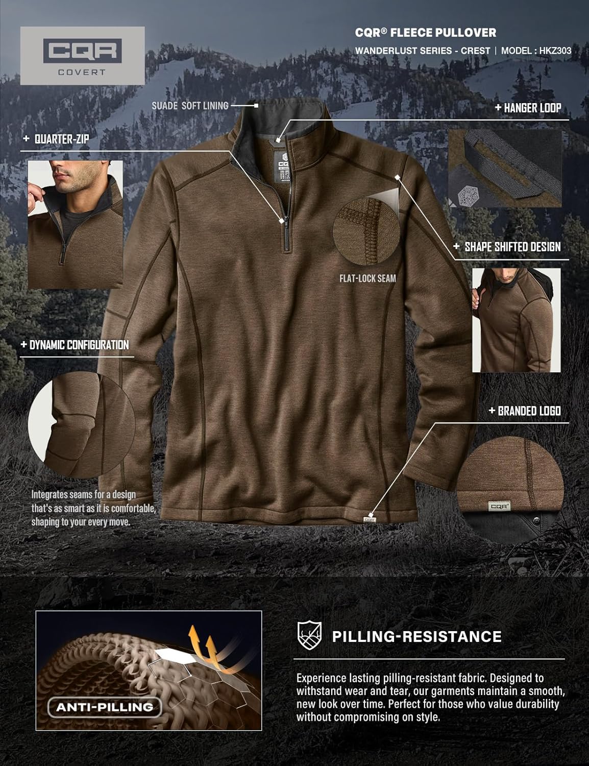 CQR Men's Thermal Fleece Quarter Zip Sweater, Outdoor Lightweight Long Sleeve Pullover, Casual Mock Neck Polo Sweaters - Image 6