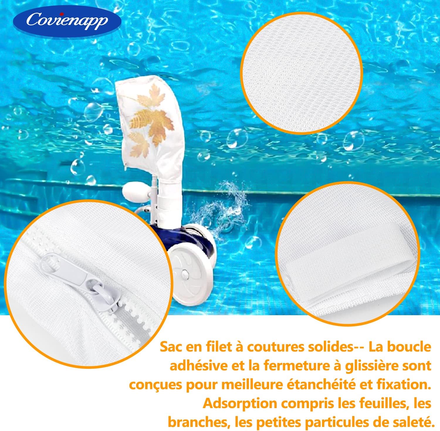 Sac filtrant curățător piscină în timpul utilizării