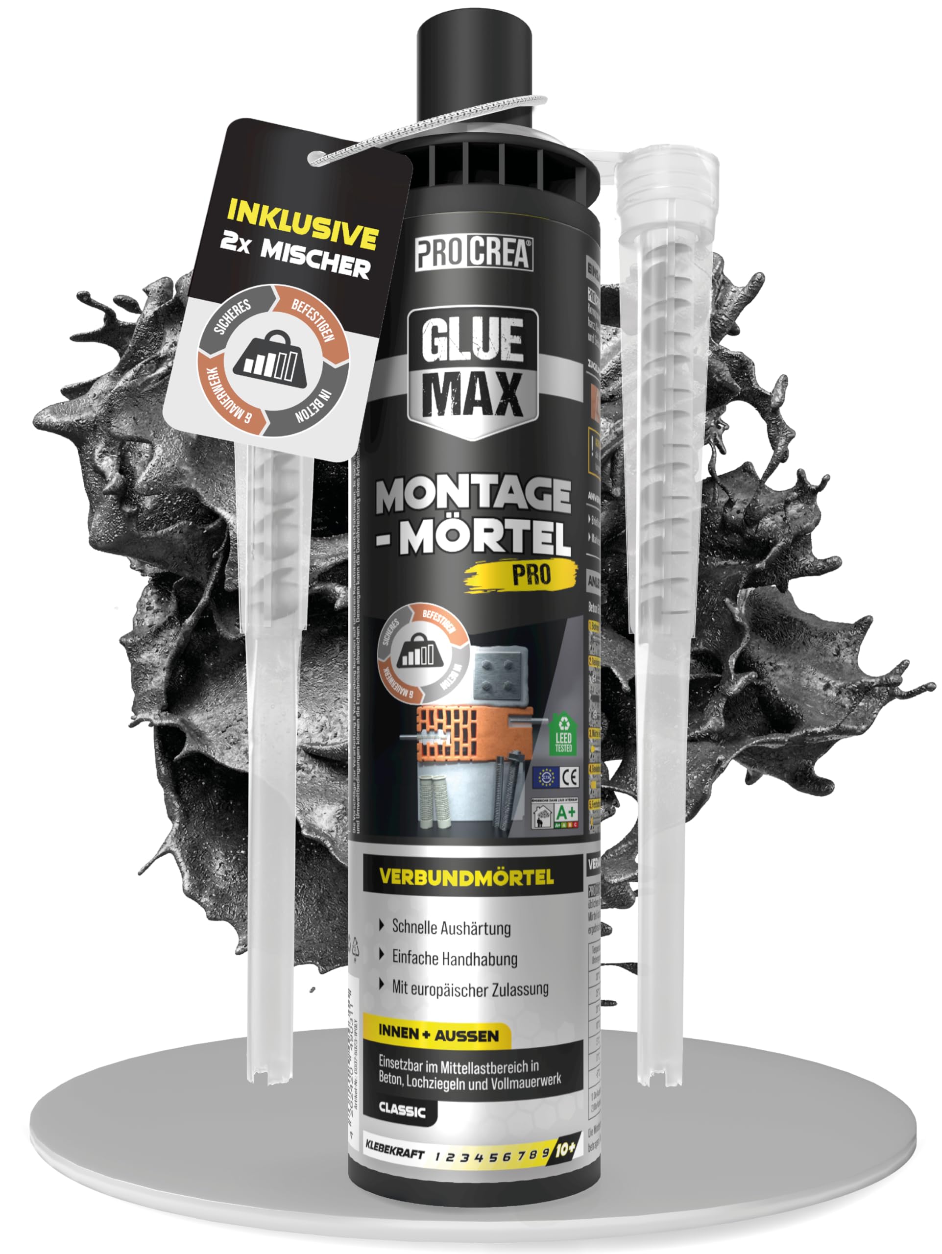 PROCREA® Injektionsmörtel "Ankerfix" [inkl. 2x Premium-Mischern] Hochleistungs Montagemörtel & Verbundmörtel Kartuschen in bester Qualität - 2K Klebedübel & Flüssigdübel für innen & außen