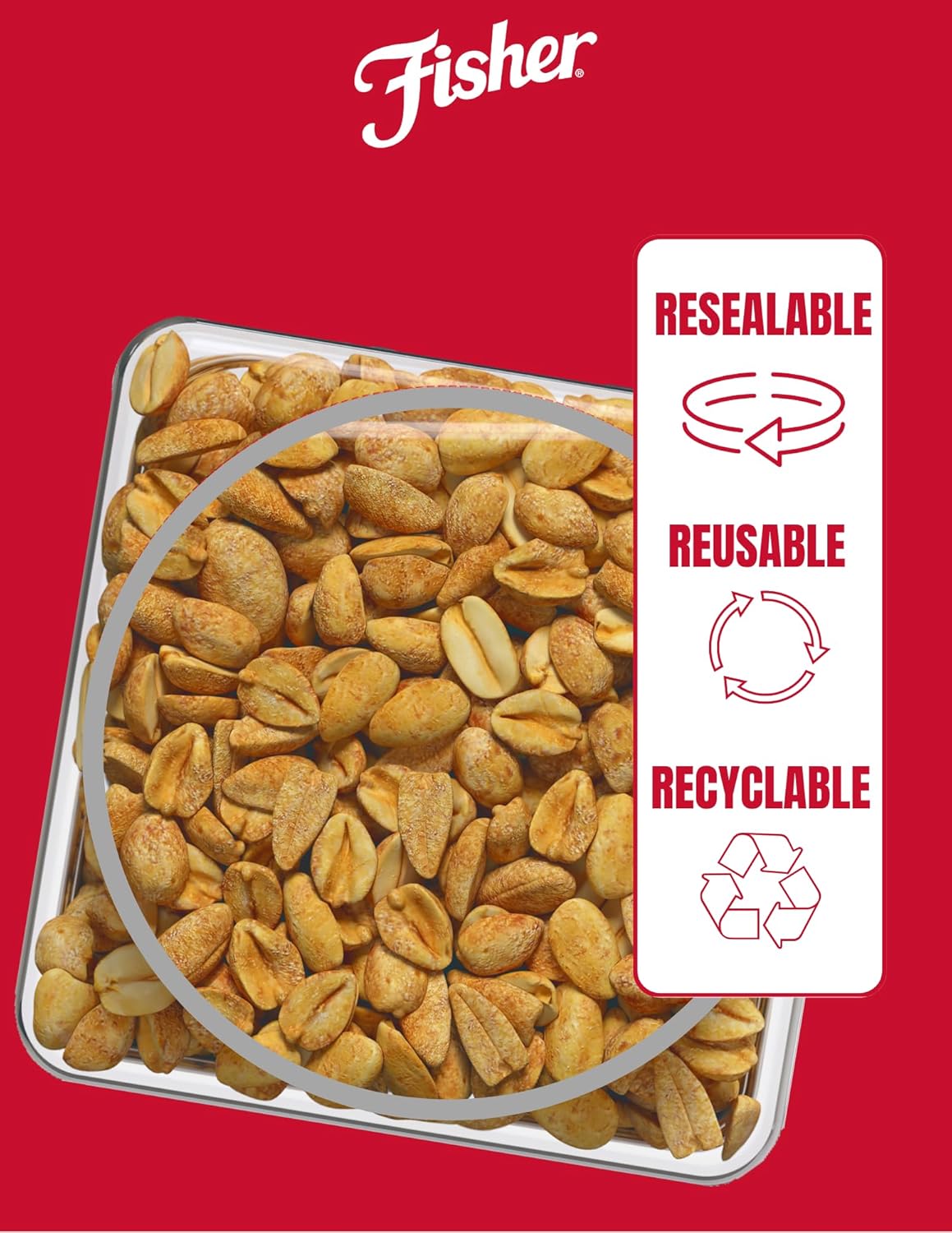 Fisher Snack Honey Roasted Peanuts, 36 Ounces (Pack of 6), Made with Real Honey, 100% Recyclable