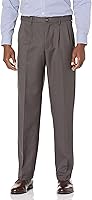 Amazon Essentials Men's Classic-Fit Pleated Dress Pants with Expandable Waist - Recycled Polyester Twill for Business Casual Comfort