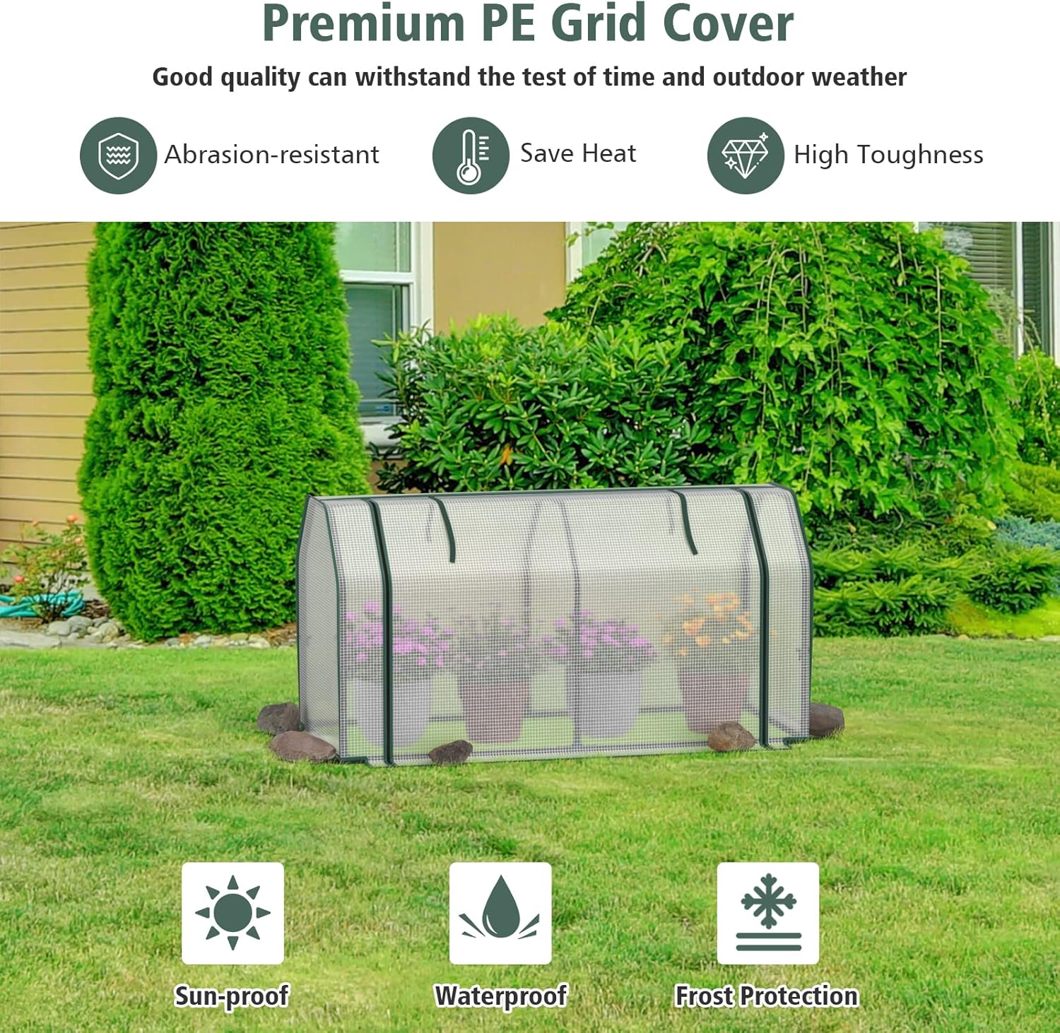 Giantex Mini Portable Greenhouse - for Raised Garden Bed, 47''x21.5''x24'' Outdoor Greenhouses with PE Cover, Roll-Up Zipper Door, Waterproof Plant Shelter for Garden Patio Lawn Vegetables & Flowers