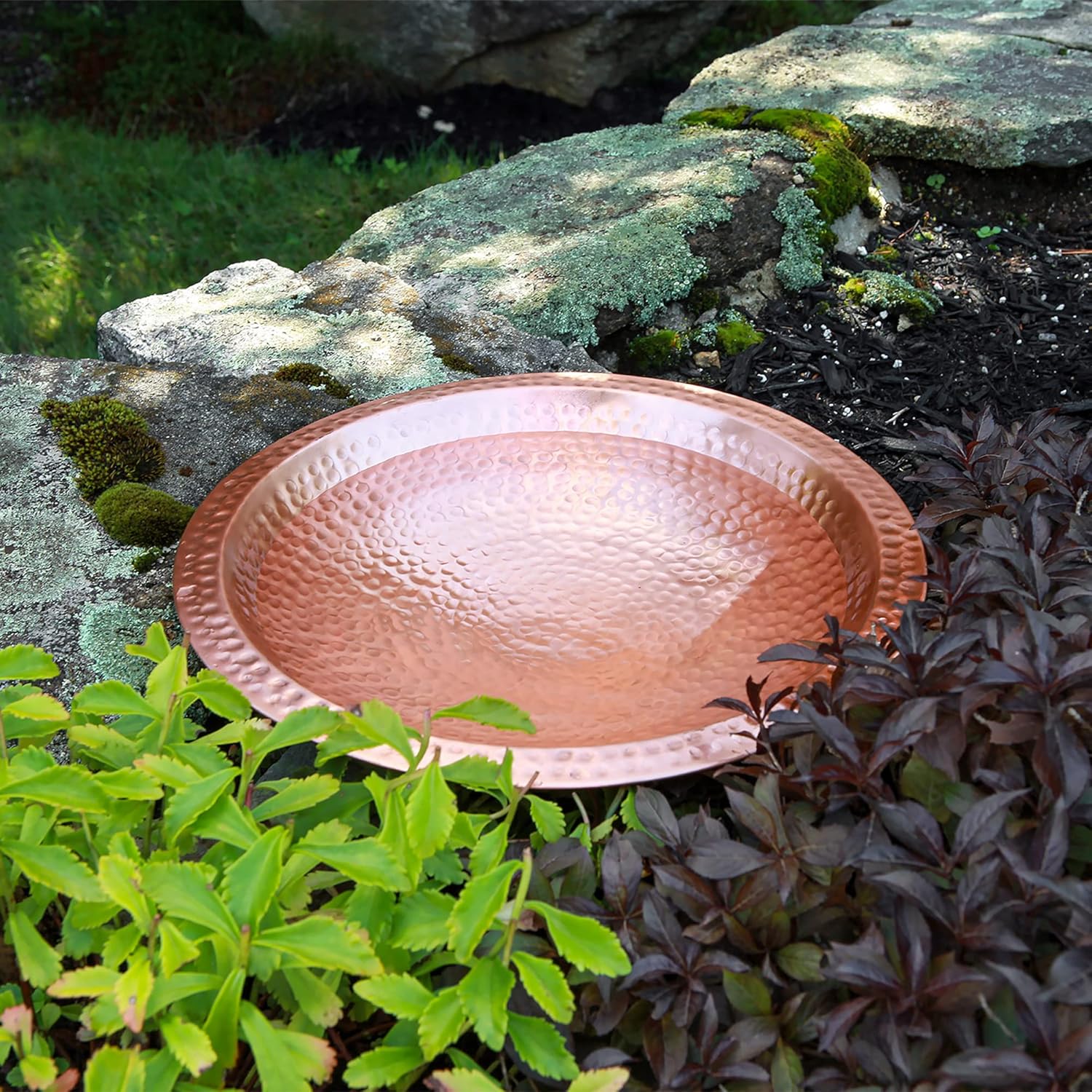 Hammered Solid Copper Bowl w/Rim