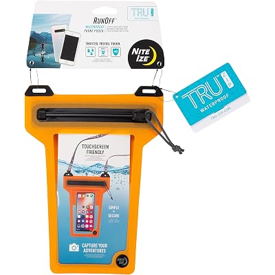Nite Ize Runoff Waterproof Phone Pouch with Lanyard and Zipper, IP67 Universal Waterproof Case for iPhone 11/11 Pro Max/Xs Max/XR/X/8/8P Galaxy, Orange (ROPPL-19-R3)