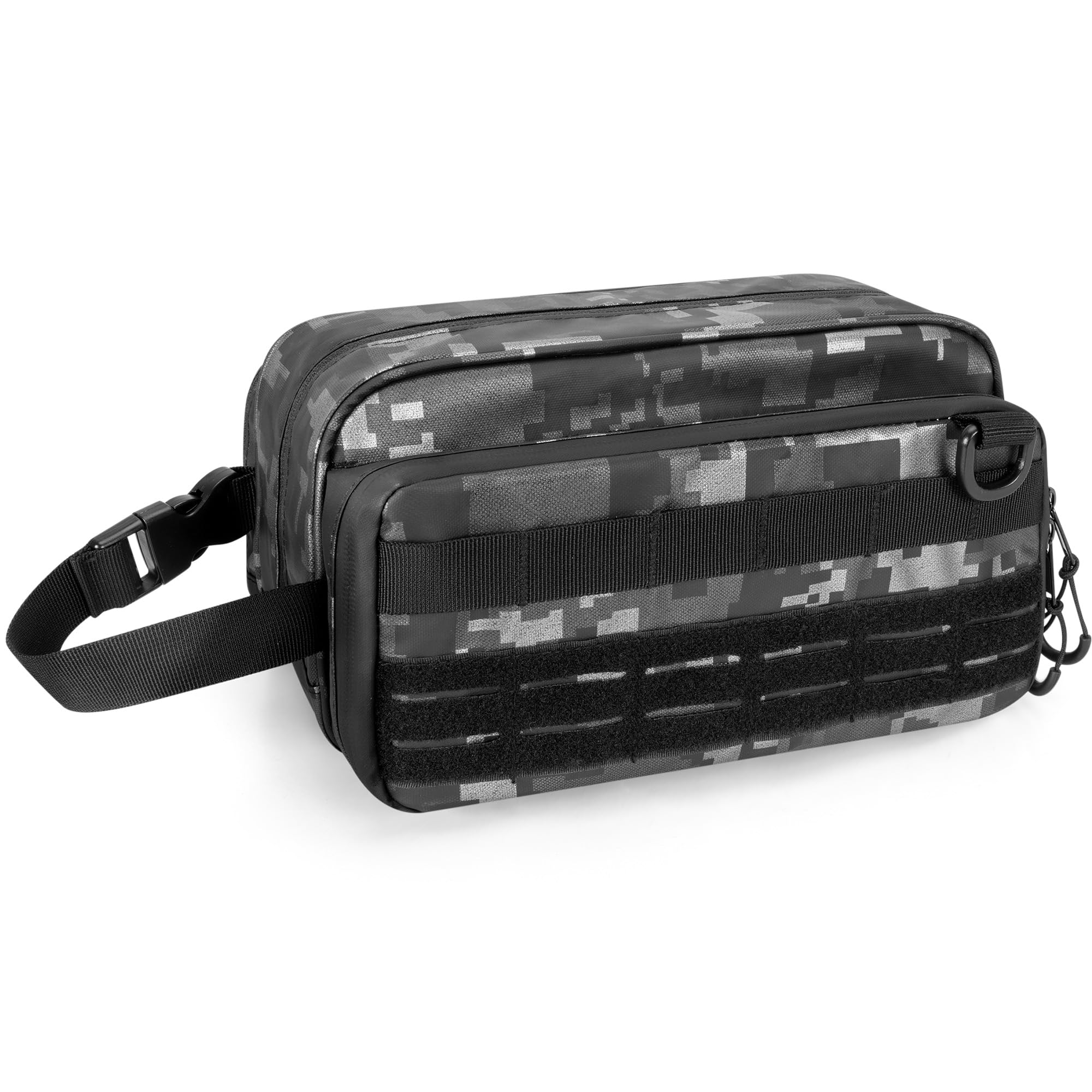Prokva Toiletry Travel Bag for Men Tactical Hygiene Bag, Shaving Kit Toiletries Organizer Dopp Kit with Large Capacity, Black Digital(Empty Bag Only)