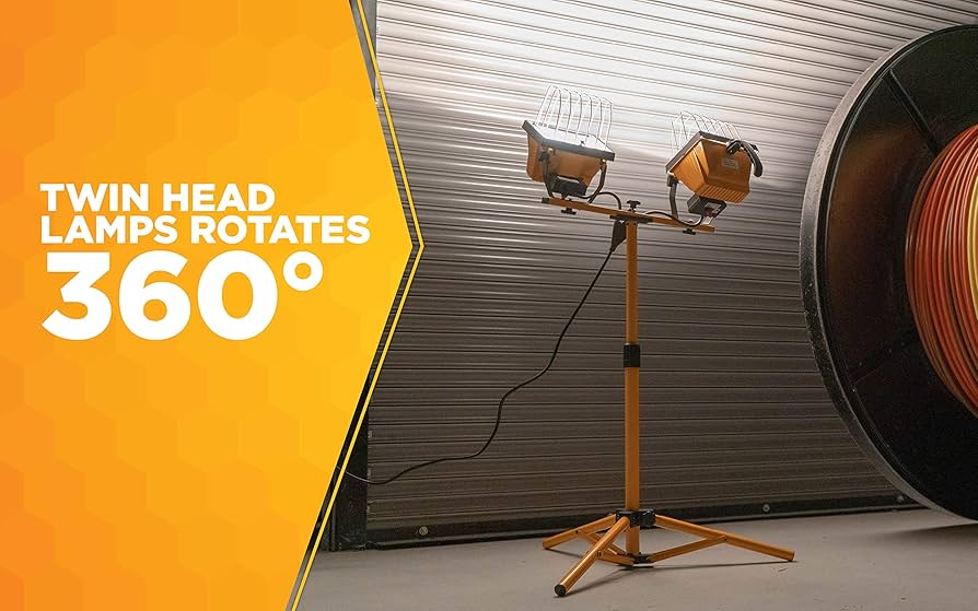 Woods L13 Twin Head Work Light, Adjustable Tripod Up To 42