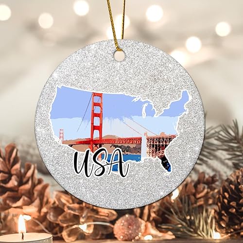 Vista 92 de Christmas Round Ornament South Africa Lands Ceramic Keepsake Visitor Souvenir 3 Inch with Gold String Hometown City Pride Home Decorations Christmas