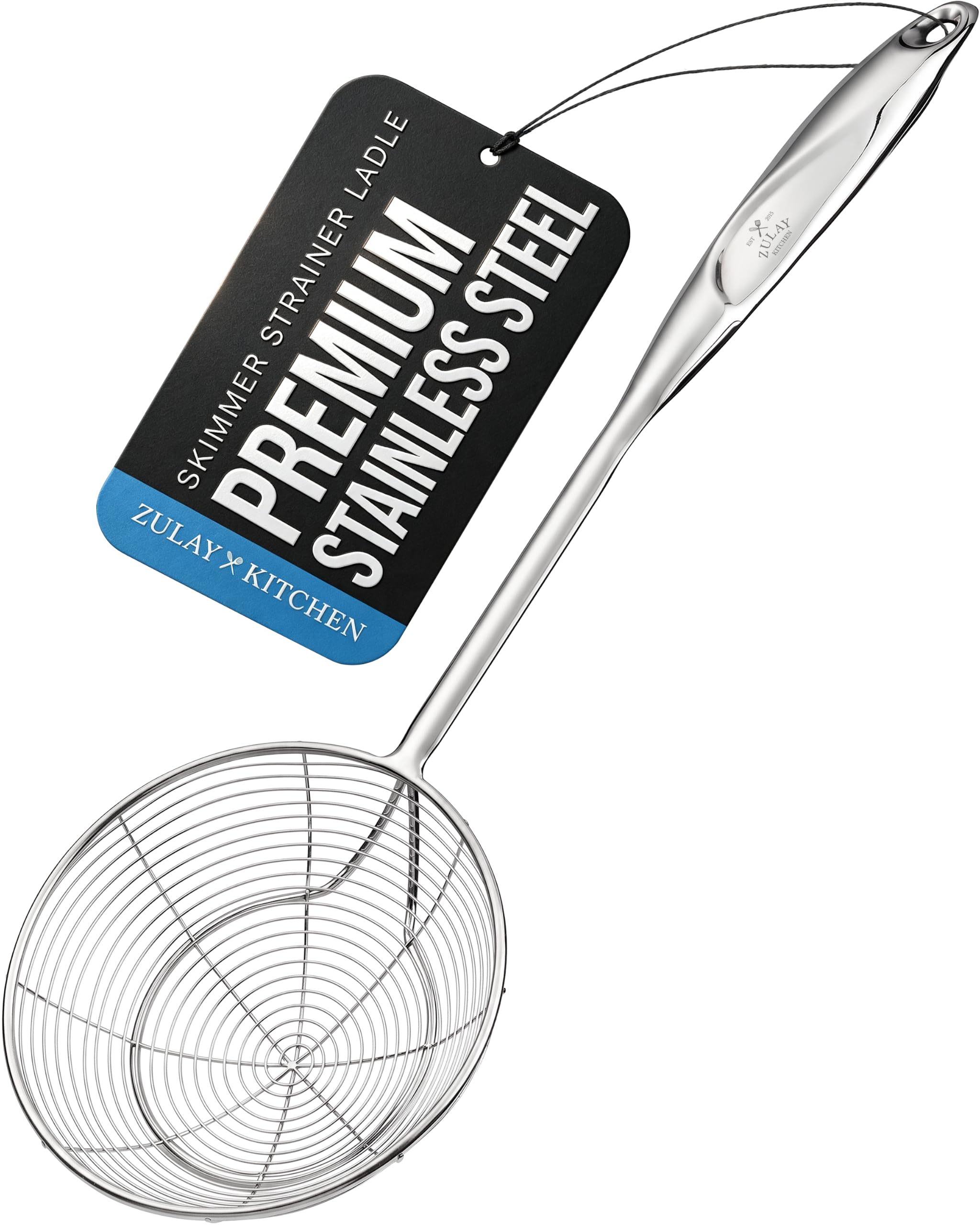 Zulay Kitchen Stainless Steel Skimmer Strainer Ladle