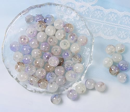 Miniatura 9 de 100 cuentas de vidrio agrietado de 0.394 pulgadas para hacer joyas, cuentas espaciadoras redondas, cuentas acrílicas para manualidades, cuentas a
