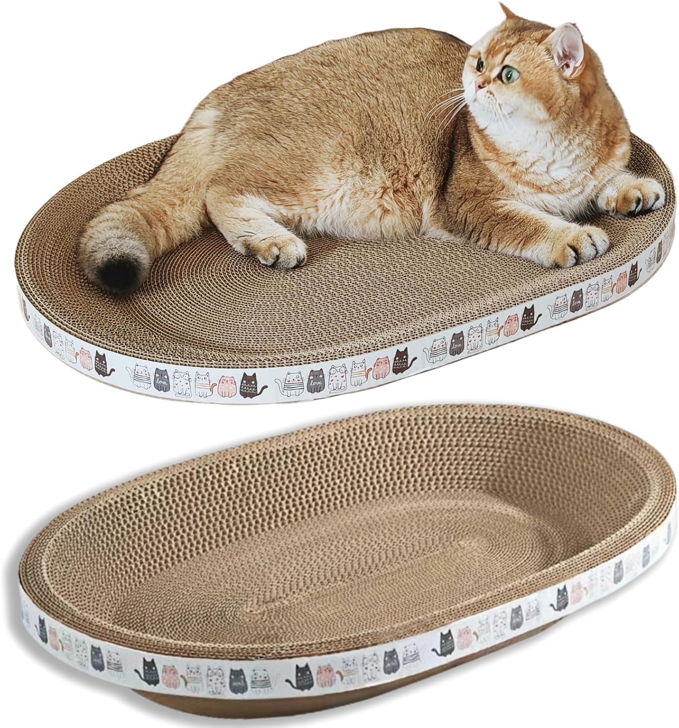 FJJRTWDG Practical 2-Piece Oval Cat Scratcher Bed, Artificial Pet Scratcher, Suitable for Indoor Pets Suitable for Indoor Pets(XL(22.8