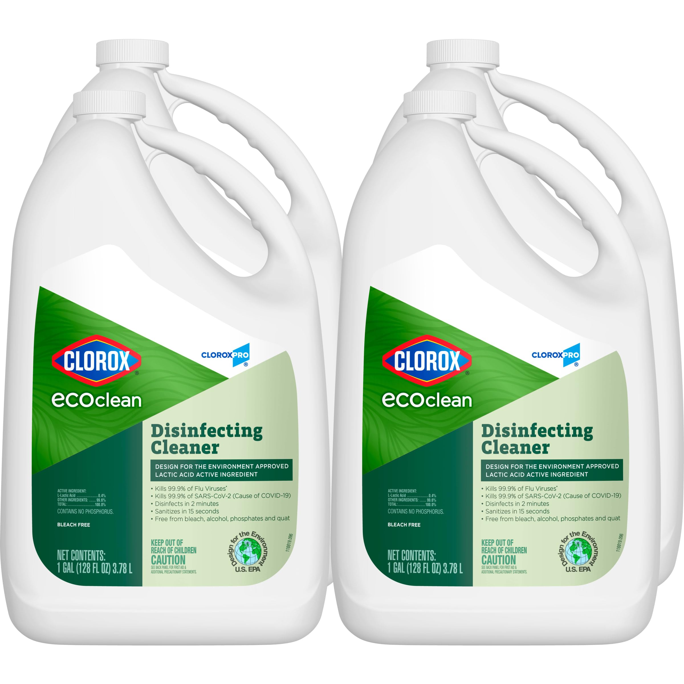 Clorox EcoClean Disinfecting Cleaner Refill, 128 Fluid Ounces, Pack of 4 (Package May Vary)