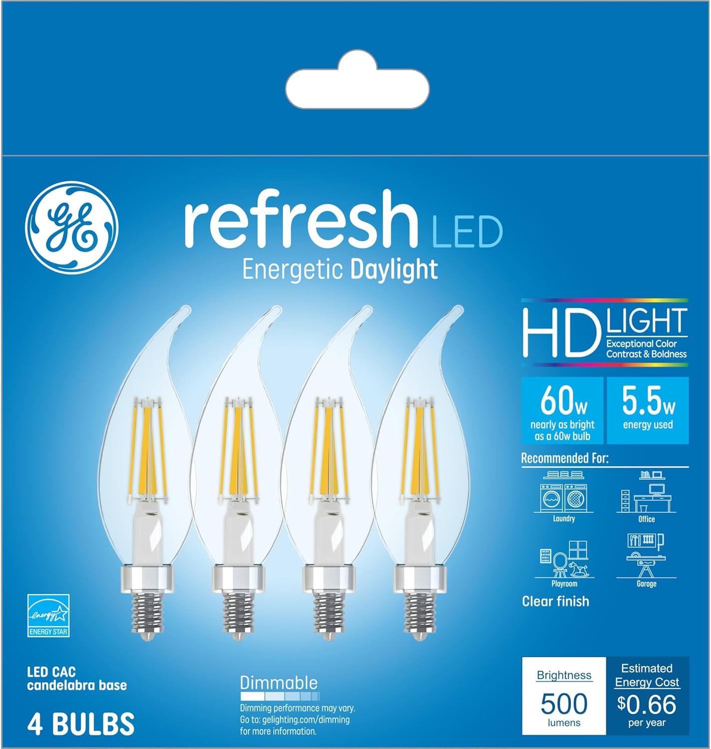 GE Refresh LED Light Bulbs, 60W, Daylight Light Bulbs