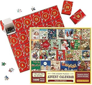 Advent Calendar 2023 Christmas Jigsaw Puzzles Advent Calendar 1000 Pieces 24 Days Christmas Countdown Calendar 2023 Puzzles Advent Calendar Gift for Adults Kids