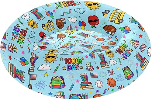 Wudan Pet Cat Beds Donut Cuddler Fluffy Puppy Beds for Extra Small Size Pets Supplies M 100th Day Celebration Pattern Blue disponible en Yaxa Colombia