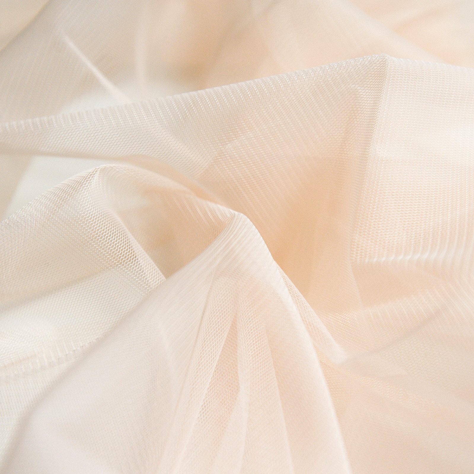 On Trend Fabrics Light Pastel Peach Pink Soft Tulle Veiling Fabric 150Cm Wide - Sold By The Metre