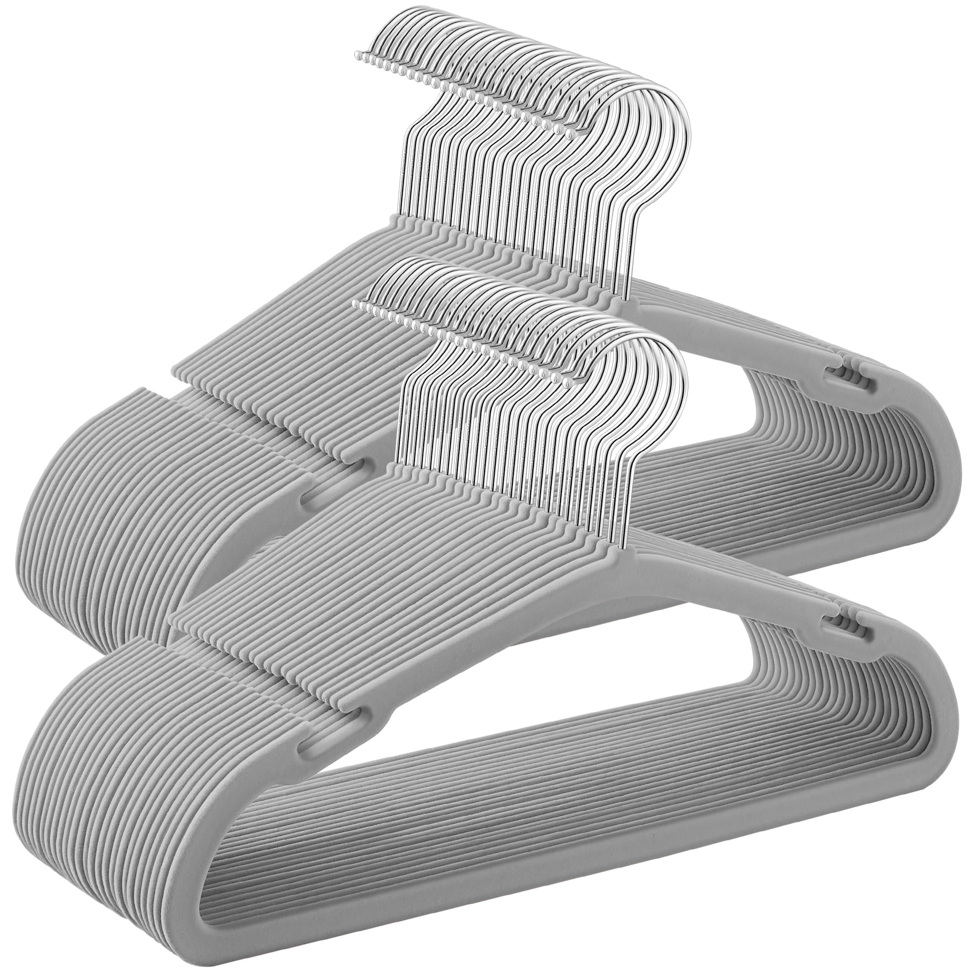 SONGMICS Wieszak na ubrania dziecięce, zestaw 50 sztuk, 35 x 20 cm, wieszak na ubrania dla niemowląt, aksamitny wieszak na ubrania, antypoślizgowy, oszczędność miejsca, szerokie nacięcia na ramionach,