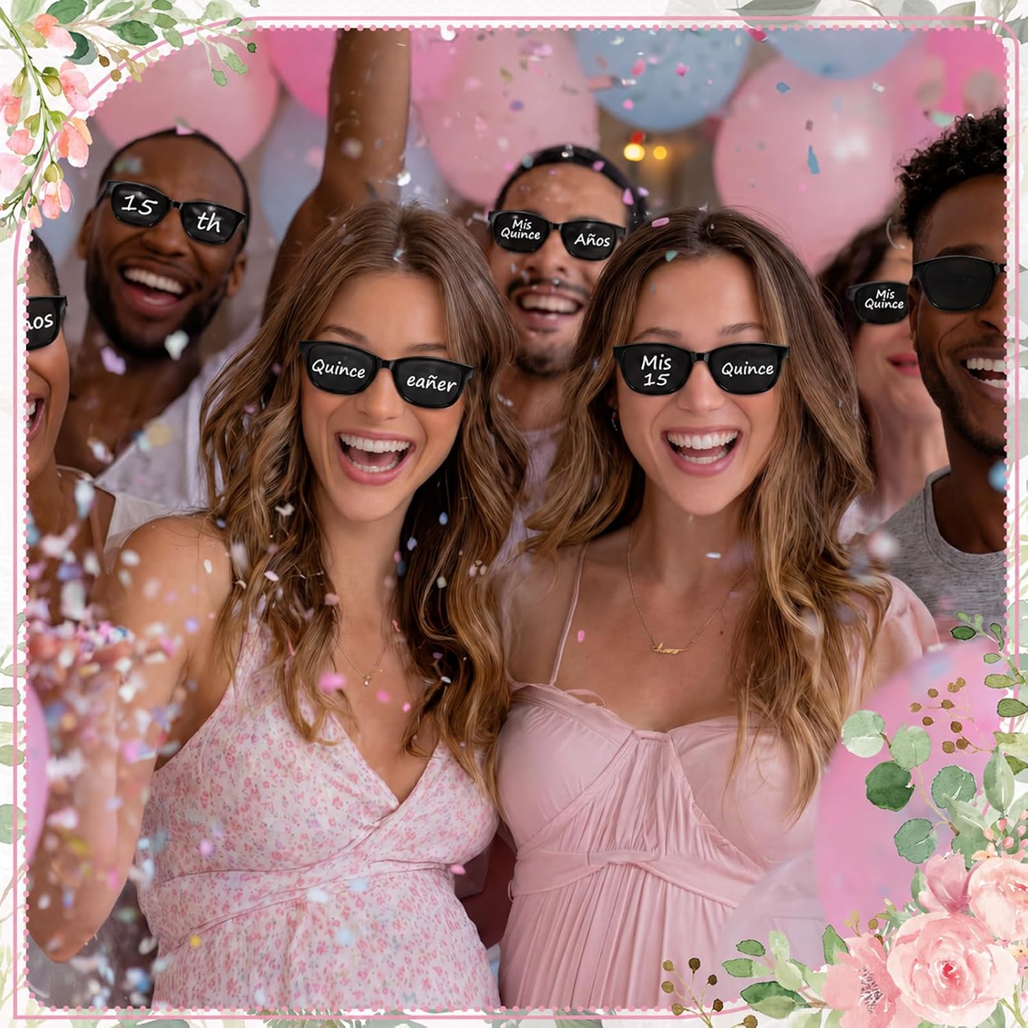 Relaxweex Quinceañera Party Favors 12 Pcs Personalized Rectangle Sunglasses