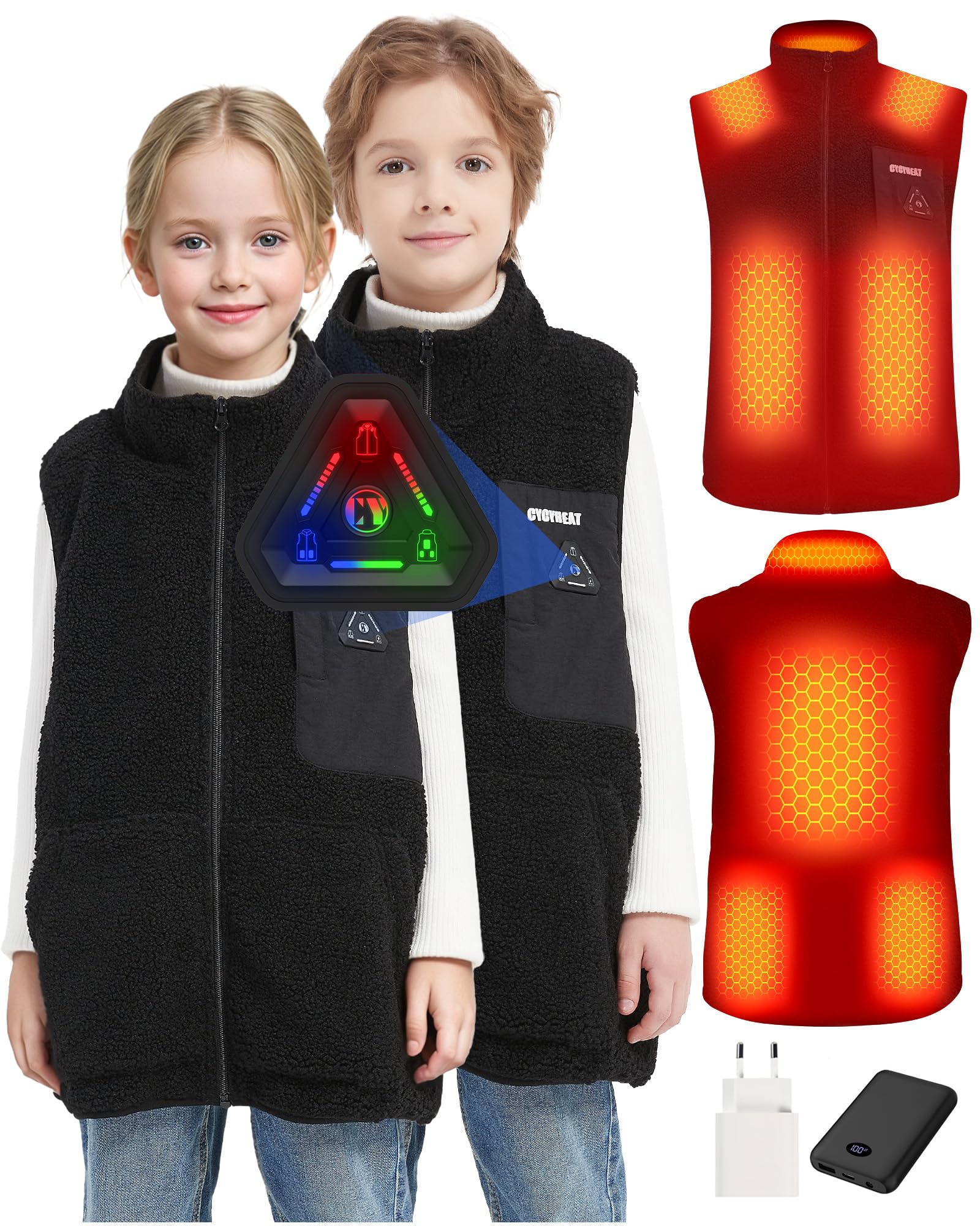 CYCYHEAT Gilet chauffant pour enfant avec batterie externe