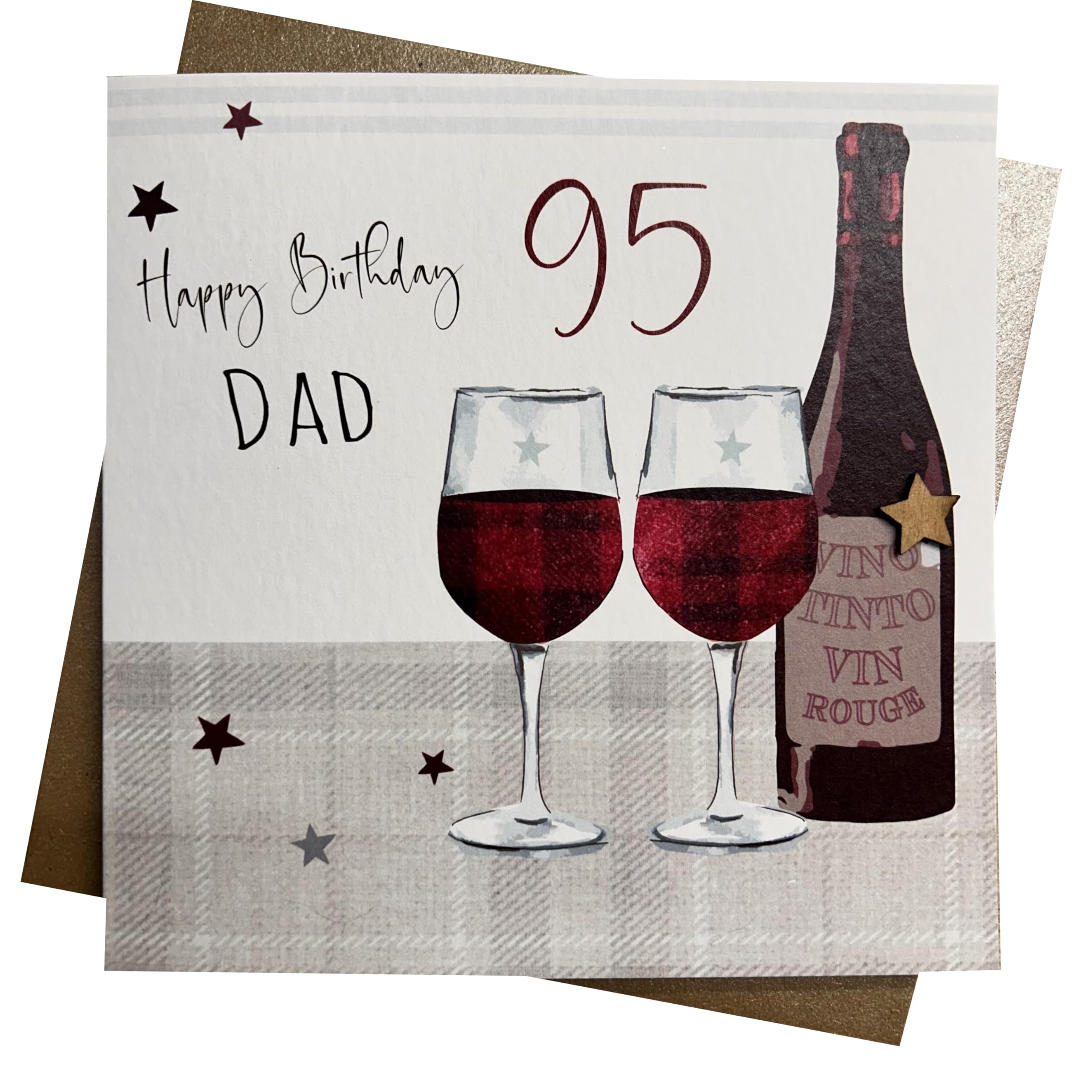 WHITE COTTON CARDS Handmade 95 Happy Birthday Dad Vintage Wine 95th Birthday Card, White
