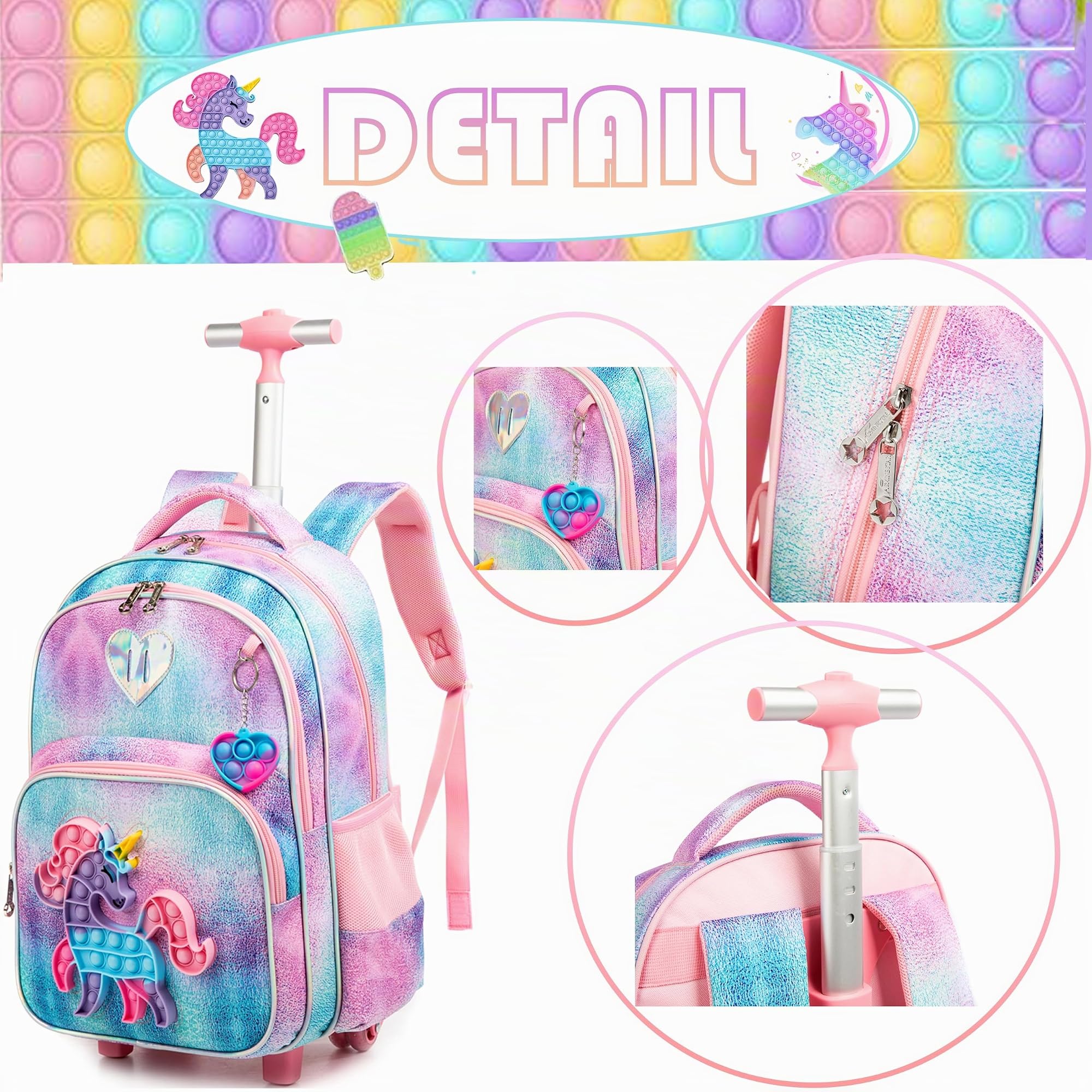 HTgroce Schulranzen Mit Rollen, Toy Schulranzen Trolley Kinder, Trolley Rucksack Mädchen, Anti Stress Spielzeug Schultasche Zum Ziehen Mädchen