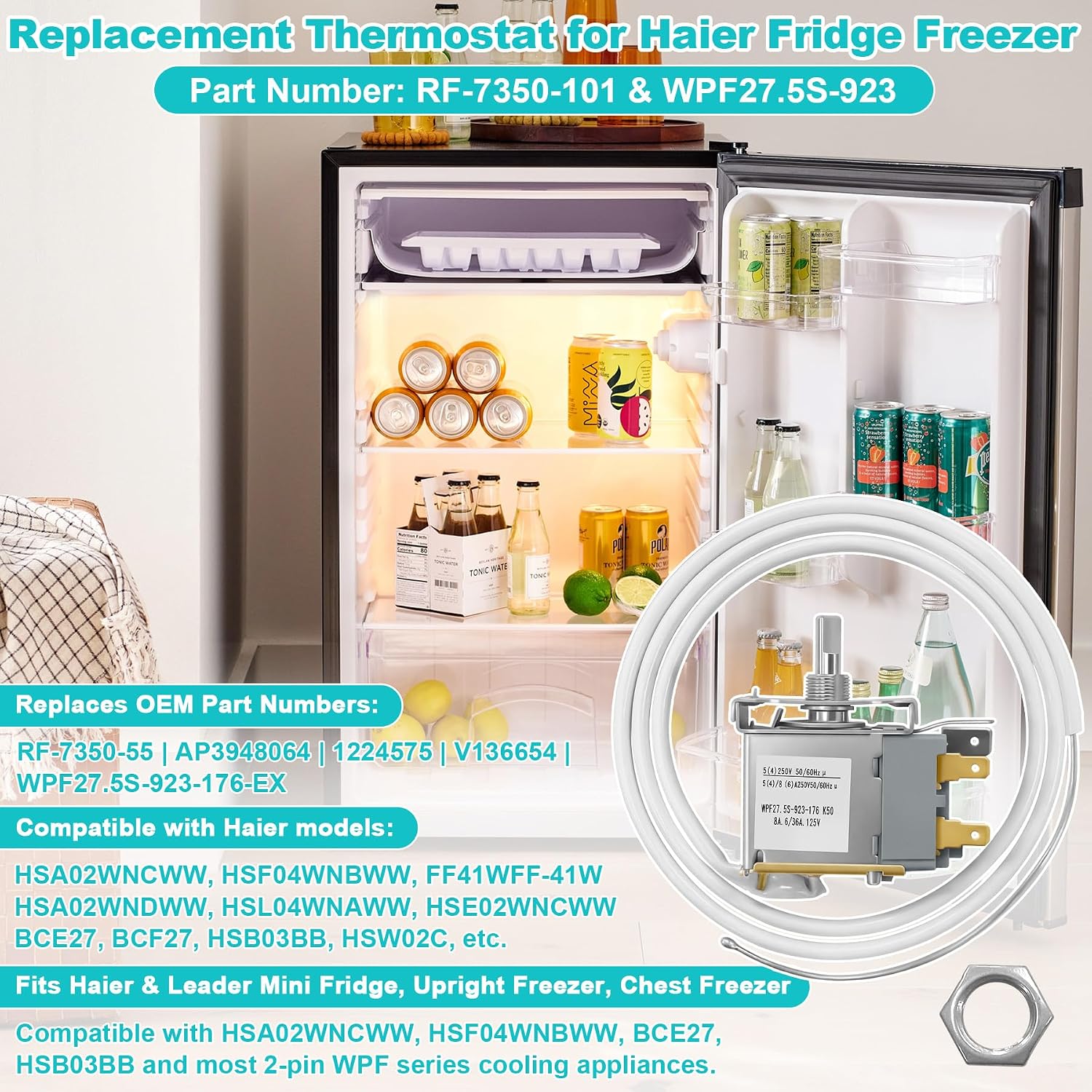 Refrigerator Thermostat WPF27.5S-923 Replacement