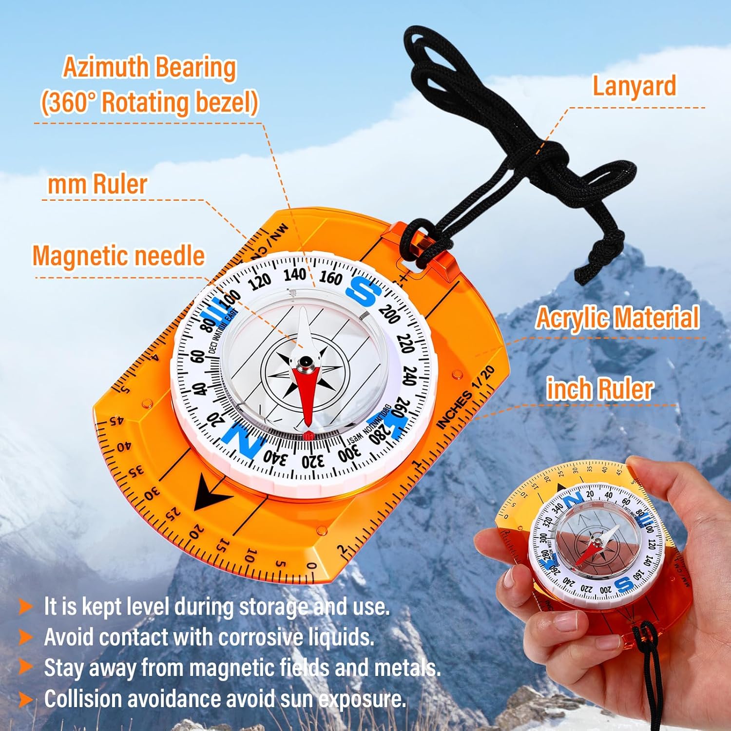 20 Pcs Acrylic Orienteering Compass Hiking Backpacking Survival Reliable Compass Advanced Scout Compasses Outdoor Gear for Map Reading Navigation Camping Survival Exploring