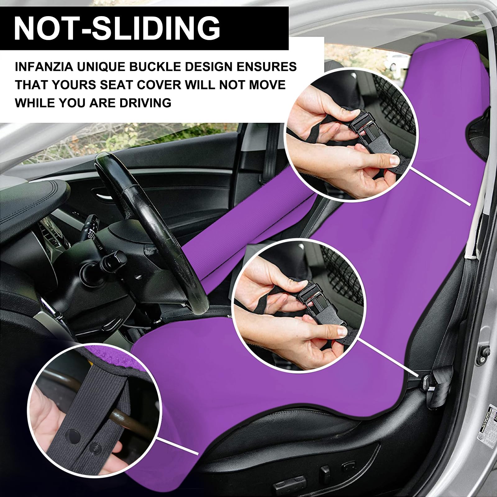 INFANZIA Funda de asiento impermeable de alta calidad, 2 piezas, protector de asiento de automóvil mejorado, ajuste universal, 100% lavable, extraíble, antideslizante, ideal para gimnasio, yoga
