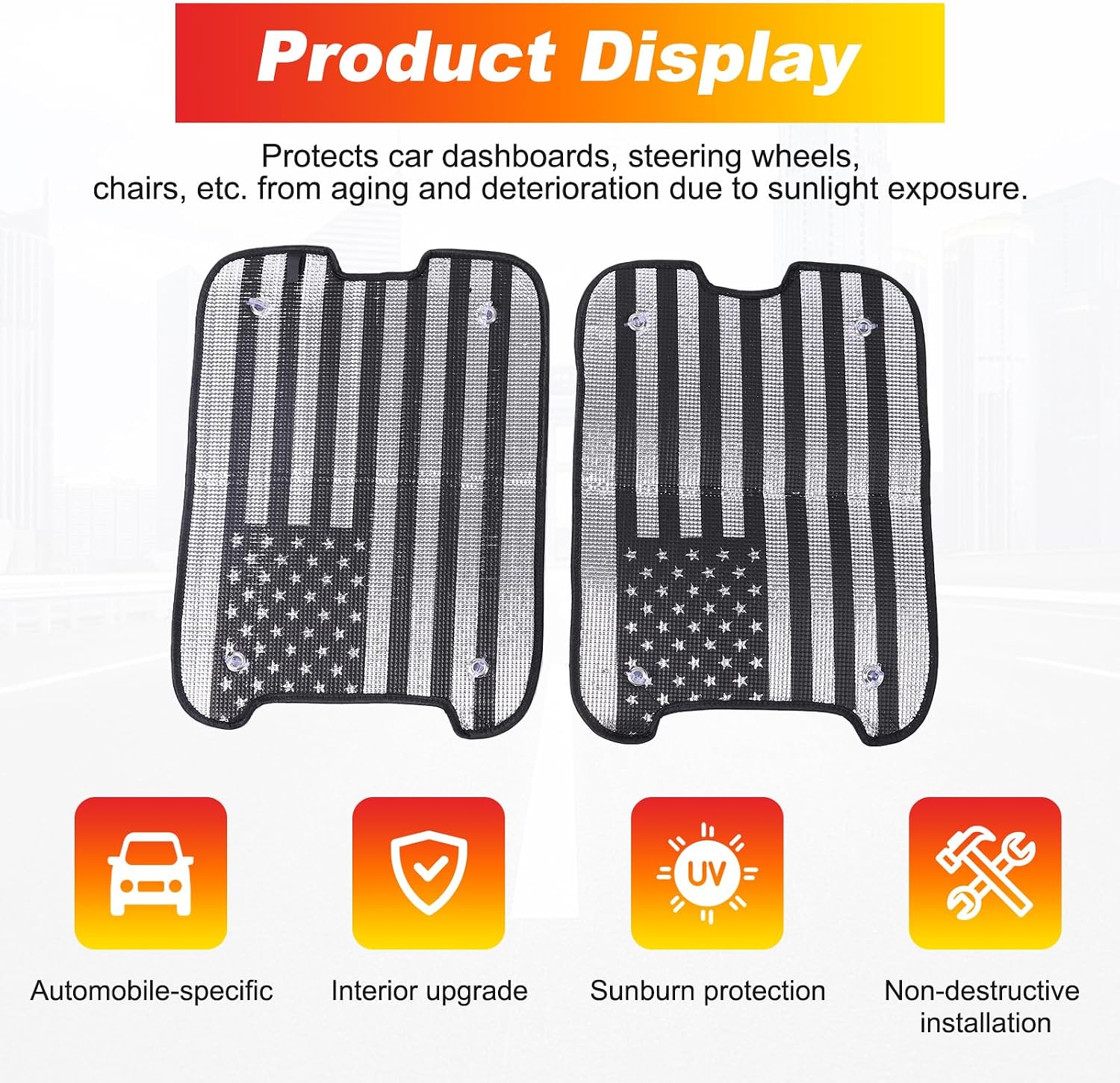 Car Sunroof Sun Shade Compatible with INEOS Grenadier 2020-2026, US Flag Pattern Foldable Glass Roof Sunshade Blocks 99% UV Rays and Keep Cool Auto Accessories