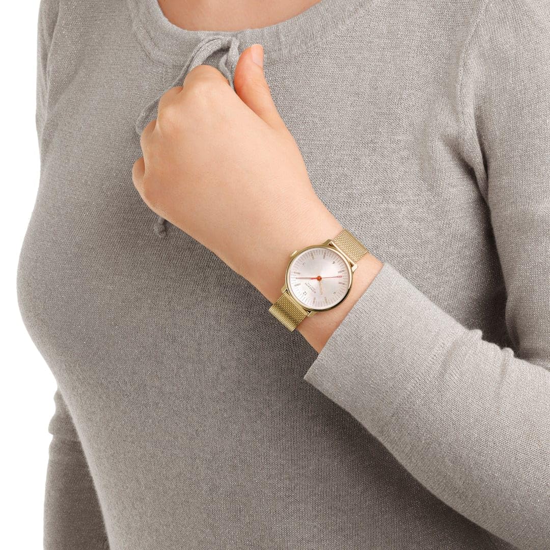 Mondaine Doppio 33 mm szwajcarski zegarek kwarcowy dla mężczyzn i kobiet, styl vintage, szafirowy kryształ ze stali nierdzewnej, złoty pasek z siatki IP, wodoodporny 5 ATM