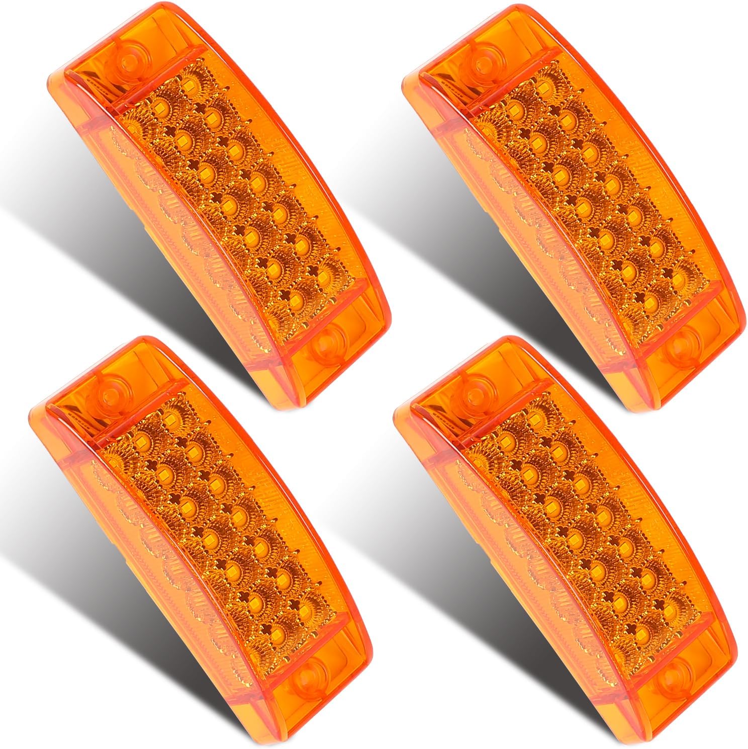 4pcs Rectangle Amber 21LED Side Marker Light Turn Signal 5.78"X2" Rectangular Clearance Lights for Trailer Truck RV Camper Motorhome Golf Cart