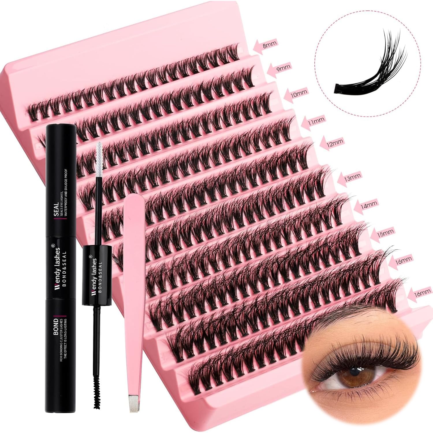 Kit Extension Ciglia 200PCS Clusters Lashes Kit D Curl 0,07 40D 8-16mm Ciglia Finte Individuali Fluffy Effetto 3D Cluster Eyelash con Lash Bond e Seal for DIY Lashes(Effetto 3D-40D) TZFK-8-16mm KIT-3D-40P-0.07